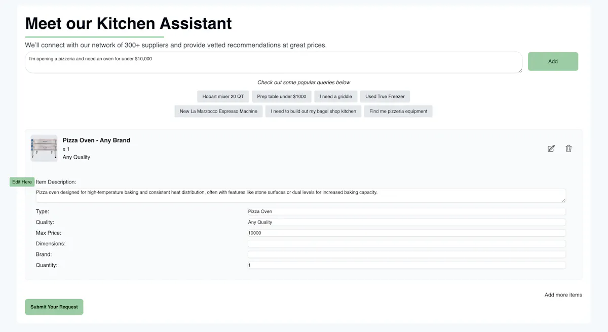 Backhouse Restaurant Equipment Assistant
