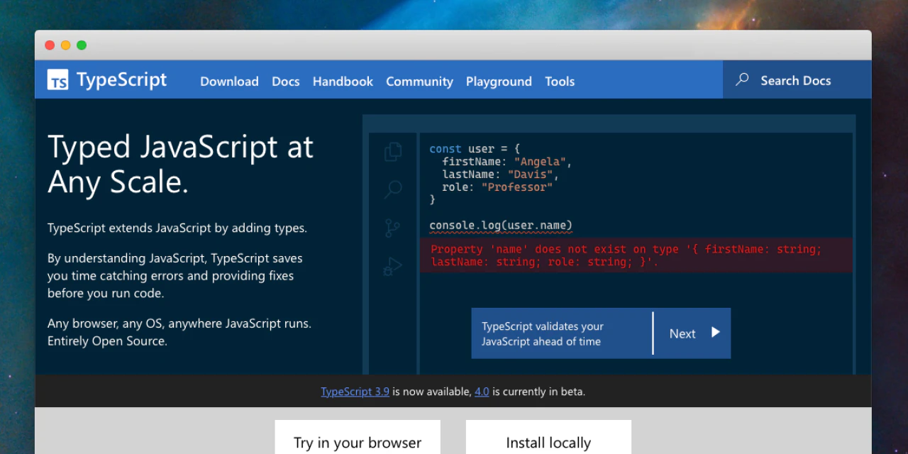 The new TypeScript Website
