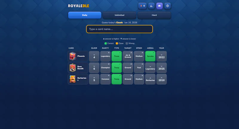 Royaledle — Daily Clash Royale guessing screenshot 3
