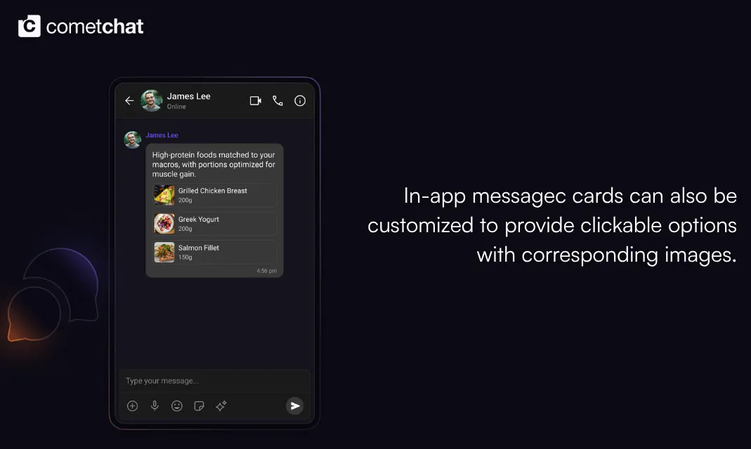 Interactive card messages for chat screenshot 3