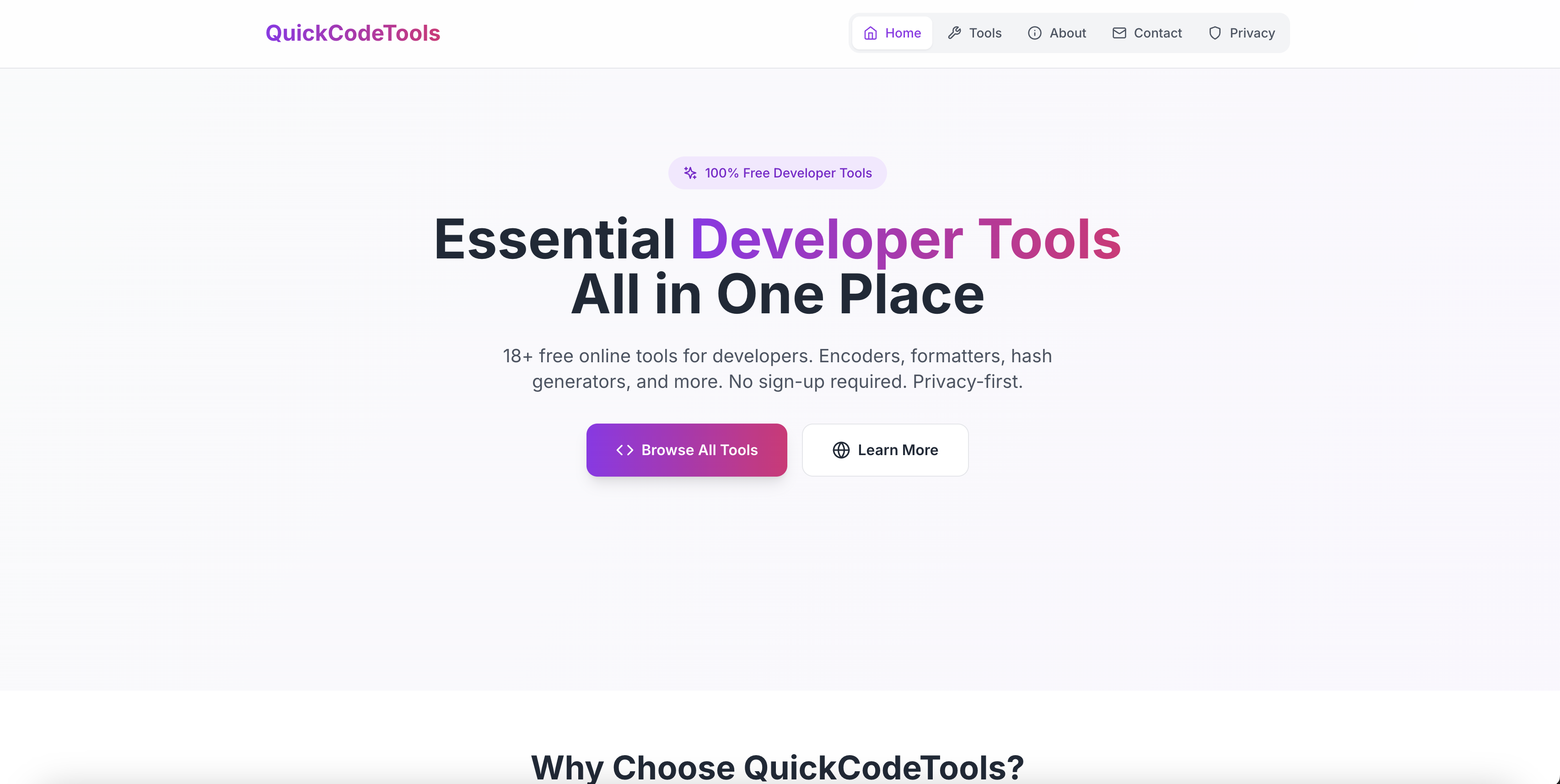 QuickCodeTools - Main product screenshot demonstrating key features and user interface