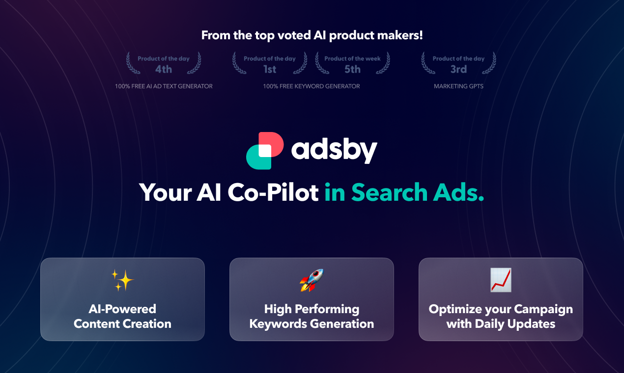 startuptile Adsby-Your AI co-pilot in search ads