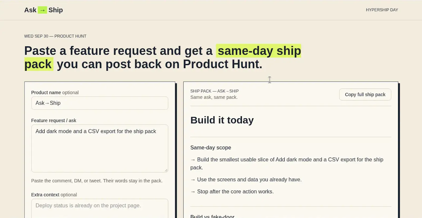Ask→Ship screenshot 2