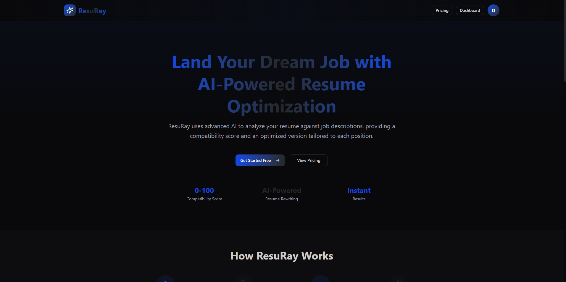 ResuRay - Main product screenshot demonstrating key features and user interface