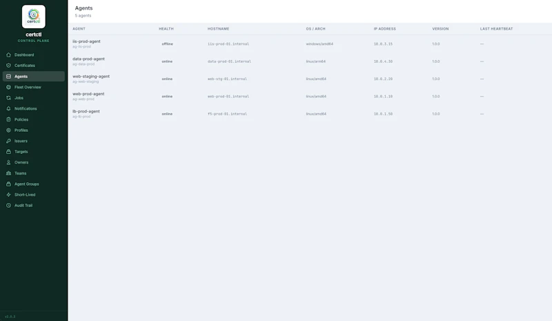 certctl screenshot 7