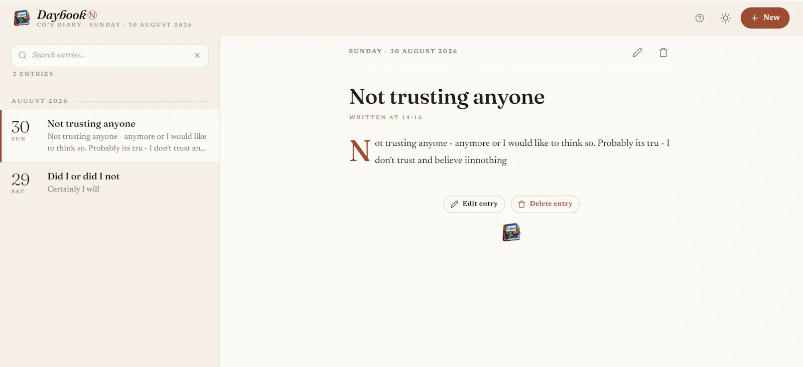 Daybook Ⓝ — A Quiet, Private Diary screenshot 4