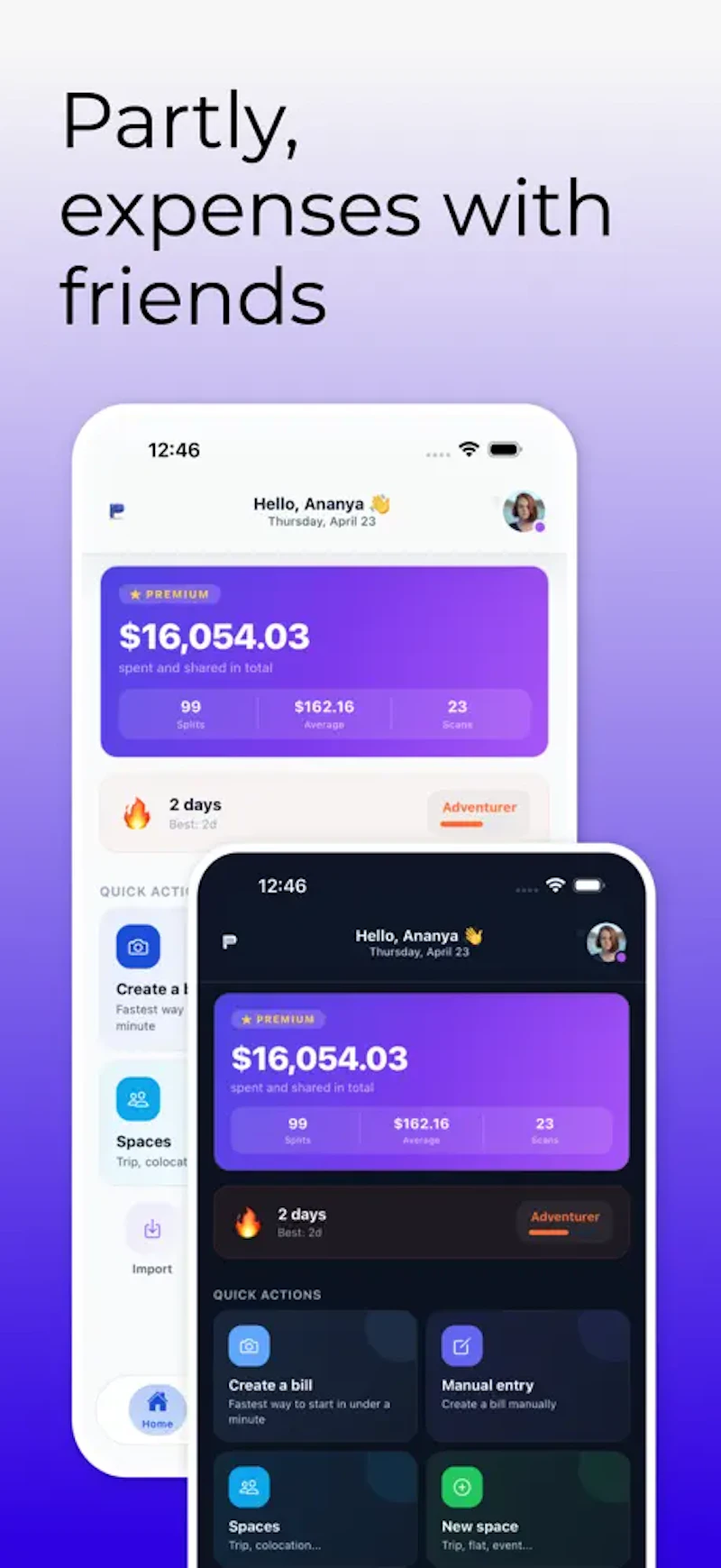 Partly — Split expenses with friends screenshot 1
