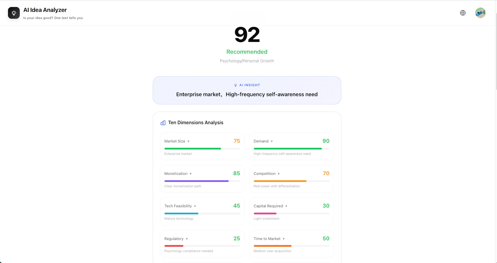 AI Idea Analyzer screenshot 1