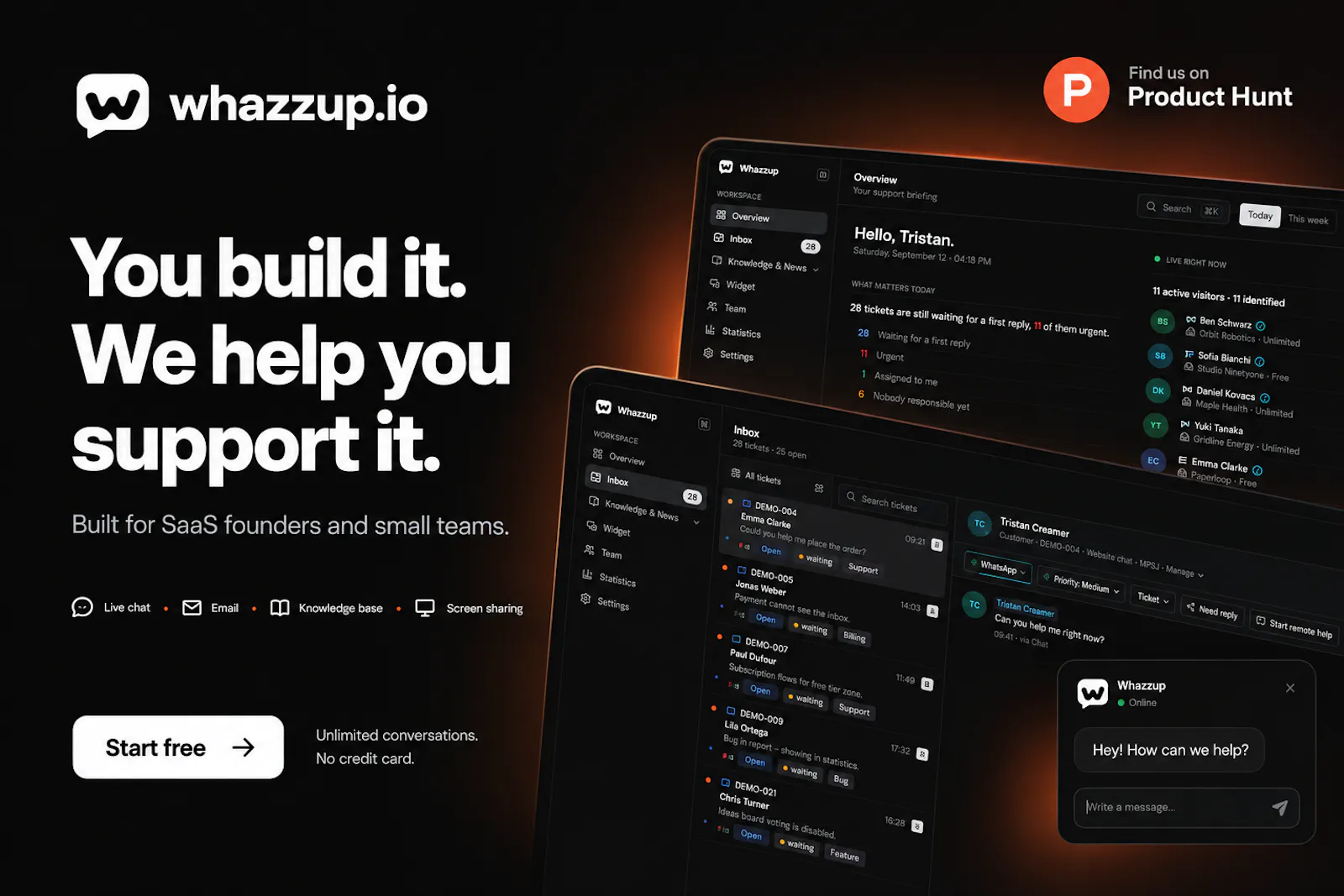 Whazzup.io - Free SaaS Chat Widget screenshot 1