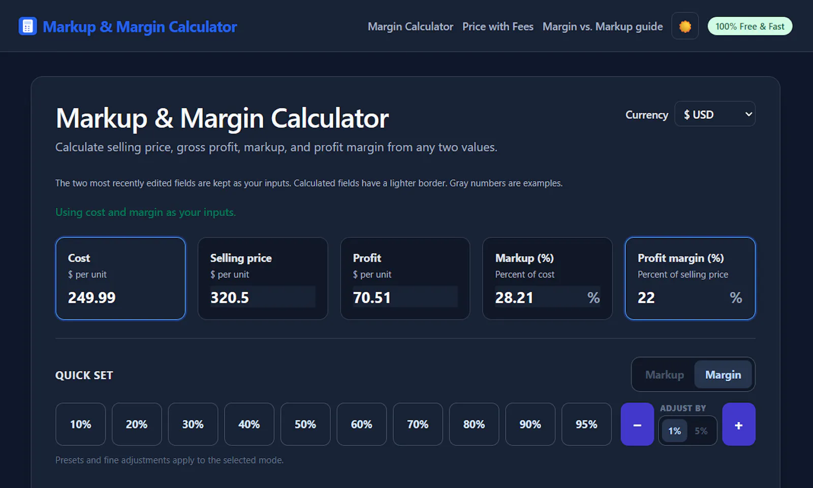 Markup & Margin Calculator screenshot 1