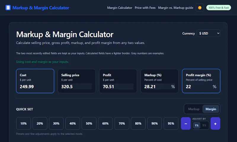 Markup & Margin Calculator screenshot 1