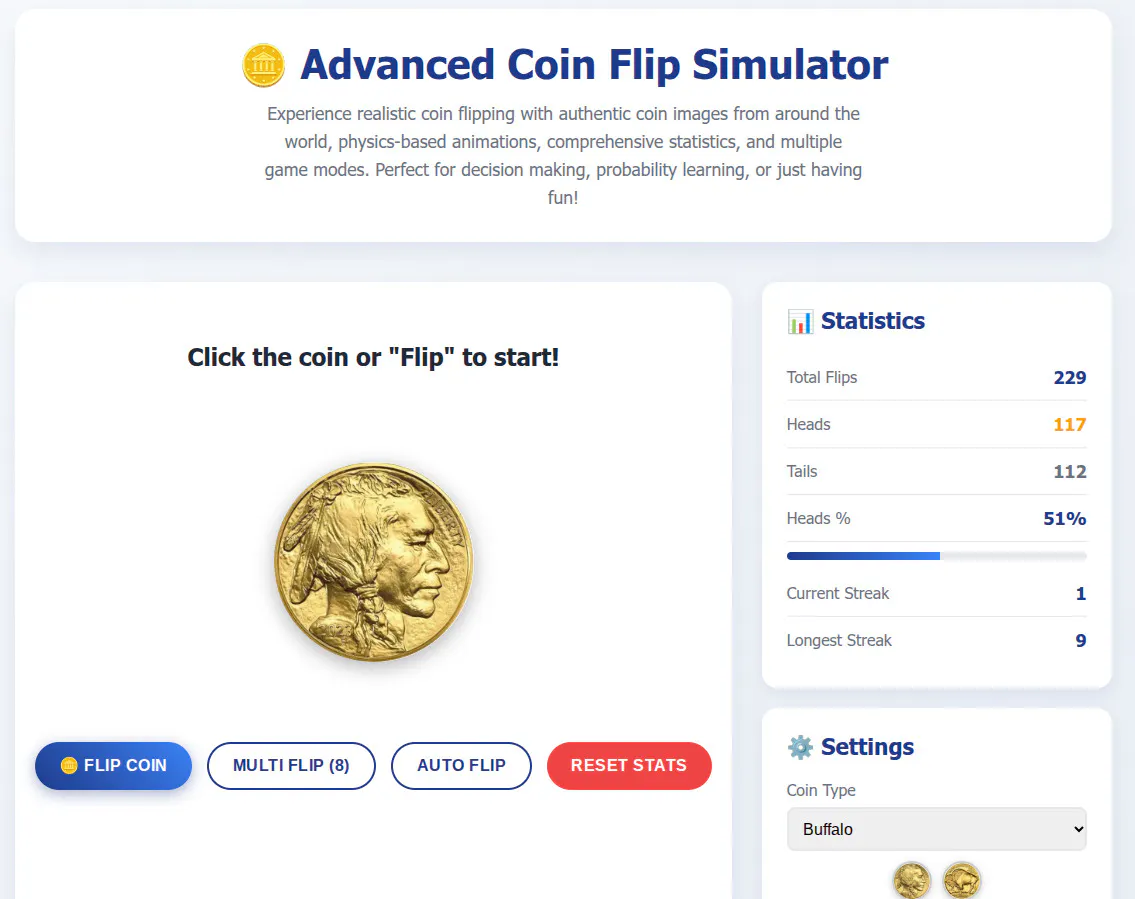 Free Coin Flip Simulator gallery image