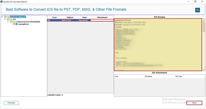 MailConverterTools ICS 파일 변환기 - 완전한 정확도로 완벽한 ICS 파일 변환 미디어 3