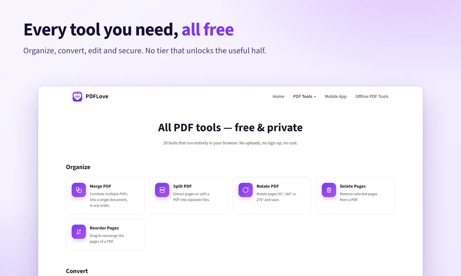 PDF tools with no uploads, no account screenshot 2