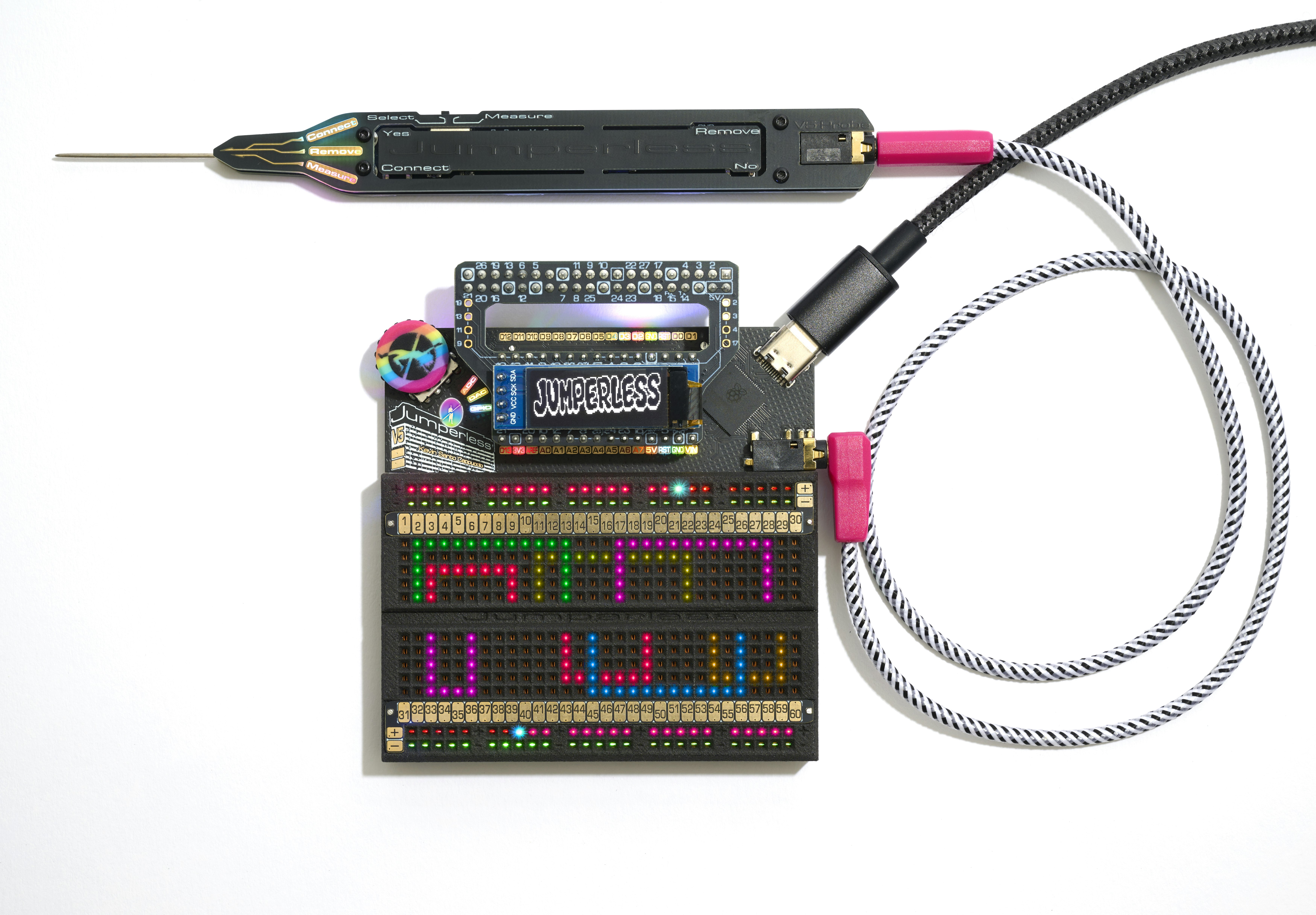 Jumperless V5 - Main product screenshot demonstrating key features and user interface