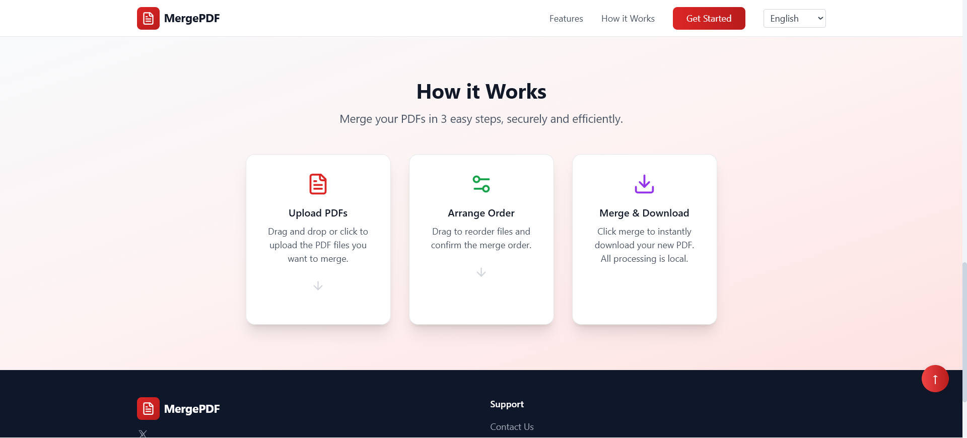 Merge PDF, бесплатное, безопасное, онлайн -слияние PDF - Merge PDFS мгновенно - без загрузки, без регистрации, просто локальный. медиа 3