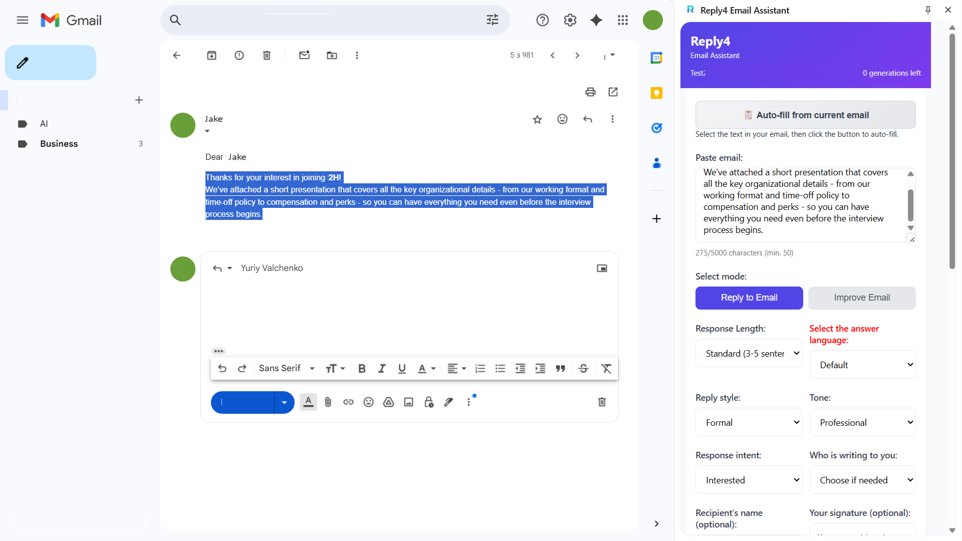 Ответ4 - AI Email Assistant для более быстрых, умных ответов медиа 5