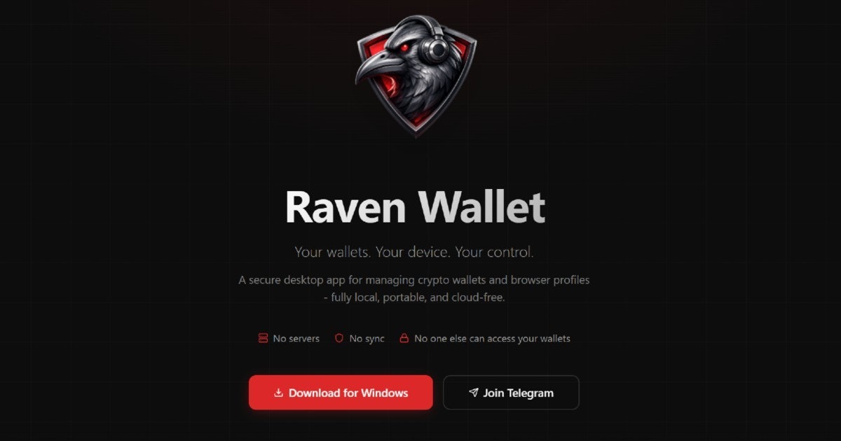 Raven Wallet - Main product screenshot demonstrating key features and user interface