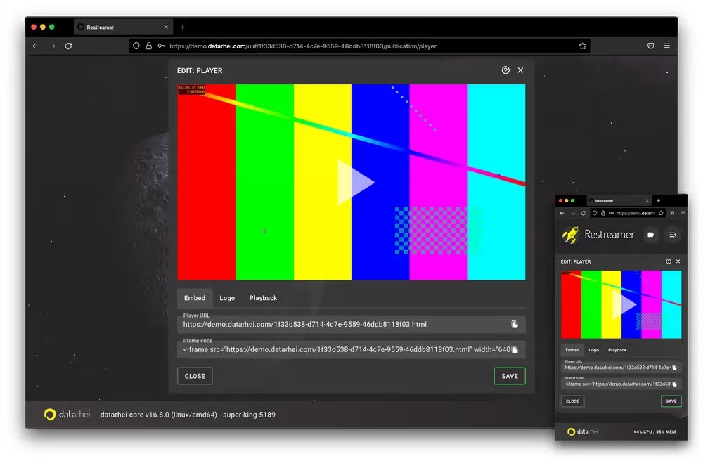 Datarhei Restreamer media 3