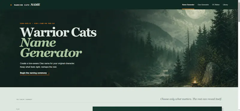 Warrior Cats Name Generator screenshot 2