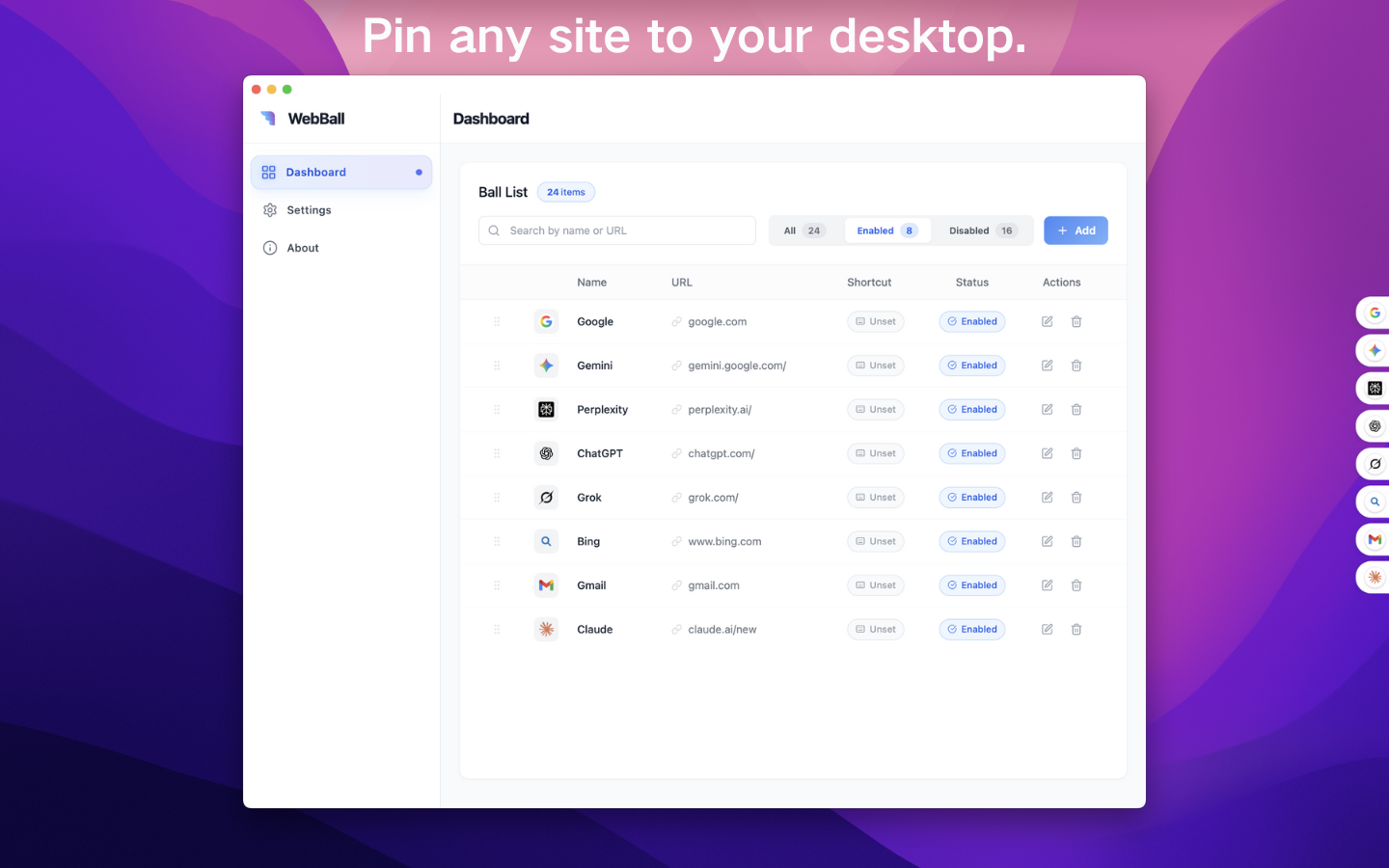 WebBall Browser - Main product screenshot demonstrating key features and user interface