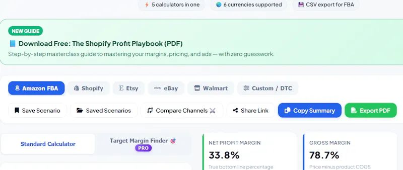 Ecommerce Margin Scenario Builder screenshot 3