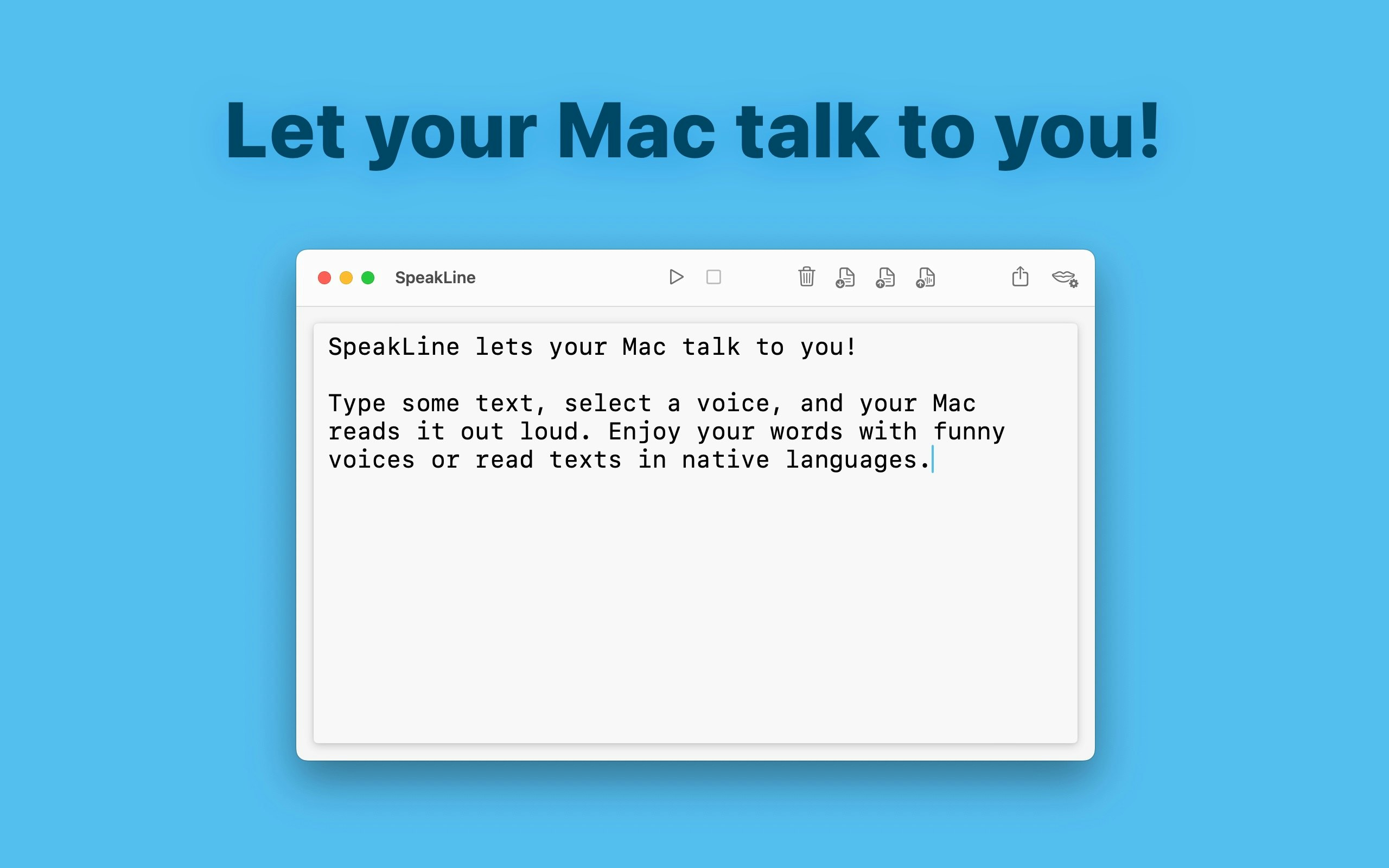 Speakline 5 - MacOS, iOS और विज़नोस के लिए आपका टेक्स्ट-टू-स्पीच साथी मीडिया 2