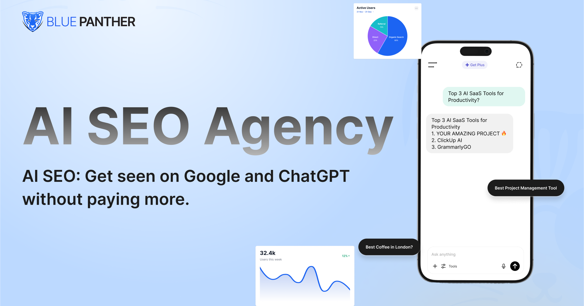 Média Blue Panther Agency - Apprendre AI SEO - AI SEO: Soyez vu sur Google et Chatgpt sans en payer plus. 1