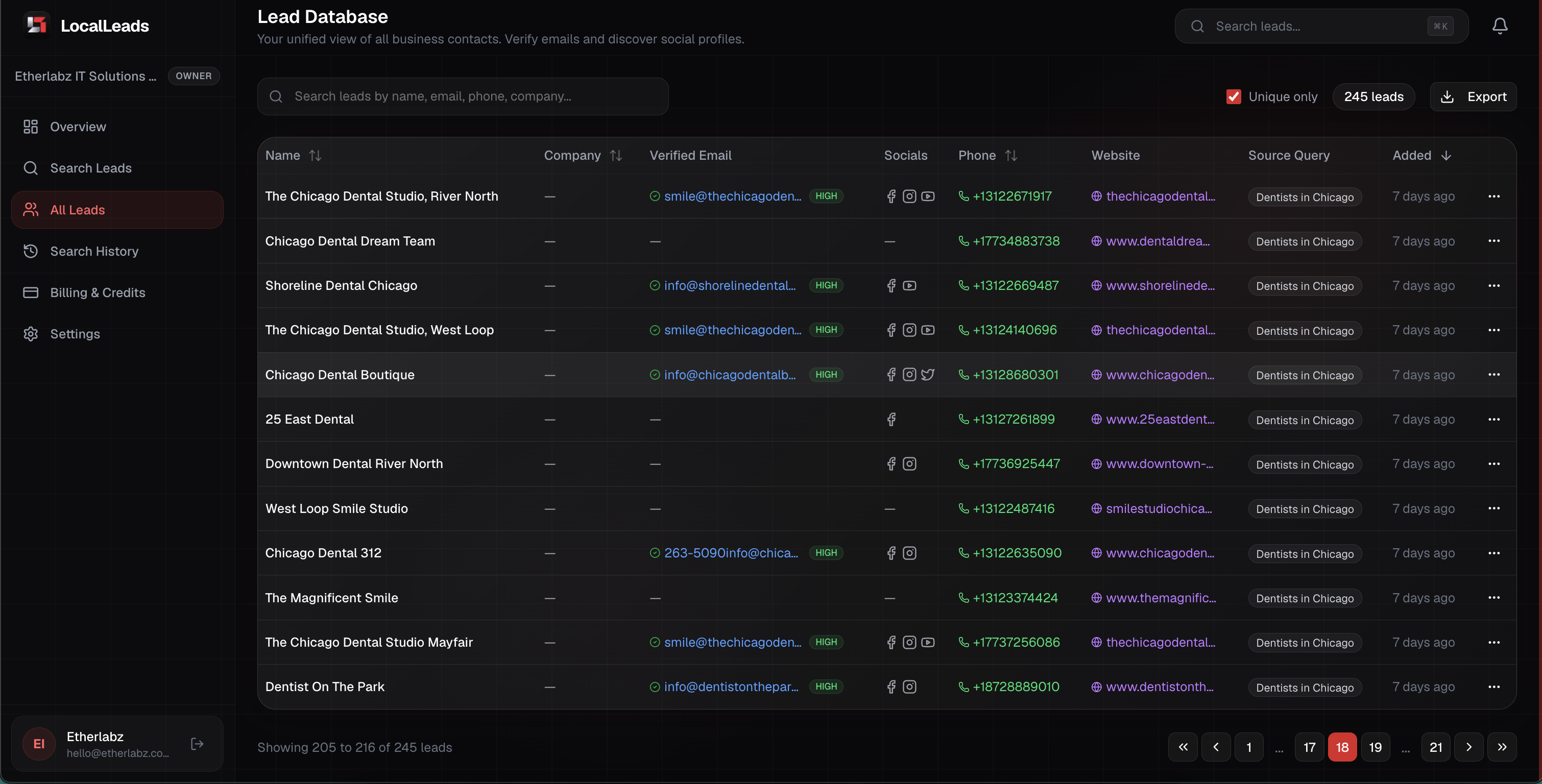 LocalLeads - Screenshot 4 showing product features and functionality