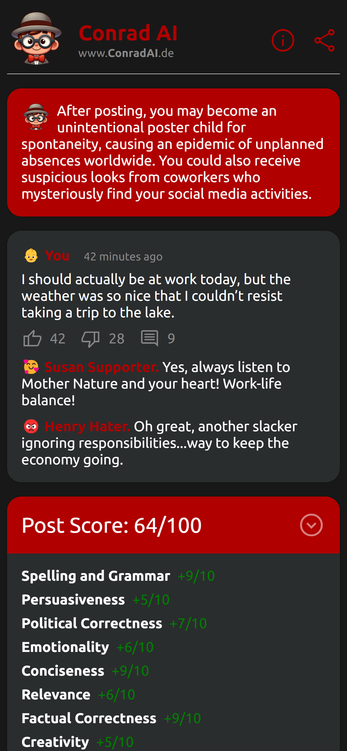 ConradAI.de - Predict the consequences of your social media posts media 4
