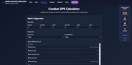 Anime Fighting Simulator Calculator gallery image