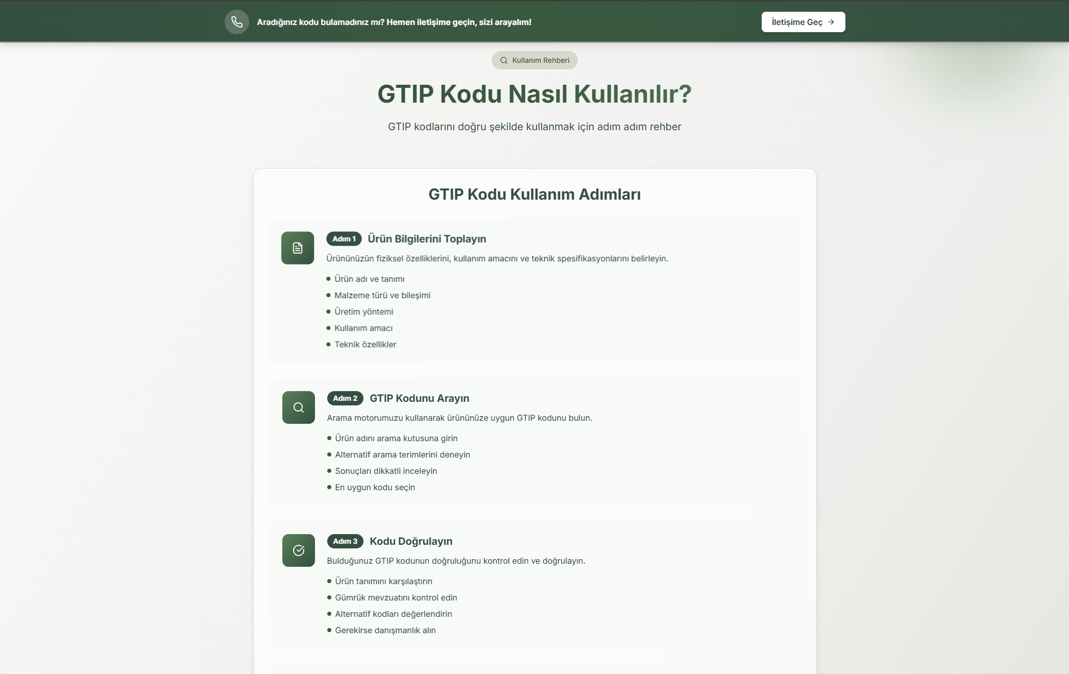 GTIP Kodu Sorgulama - Screenshot 3 showing product features and functionality