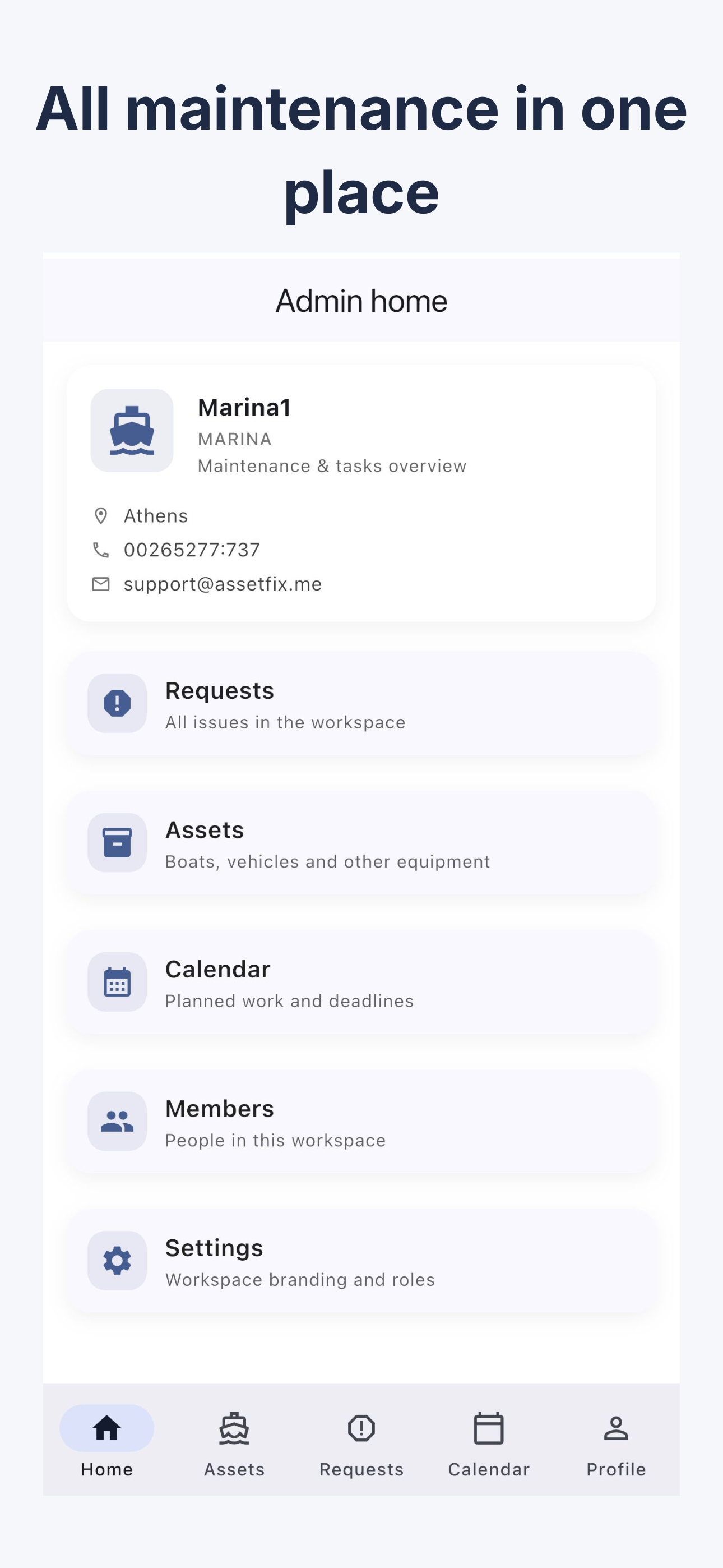 AssetFixMe–Asset & maintenance tracking - Main product screenshot demonstrating key features and user interface