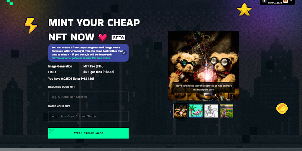 CheapNFT.Art - Create your own AI-generated NFT easily and affordably | Product Hunt