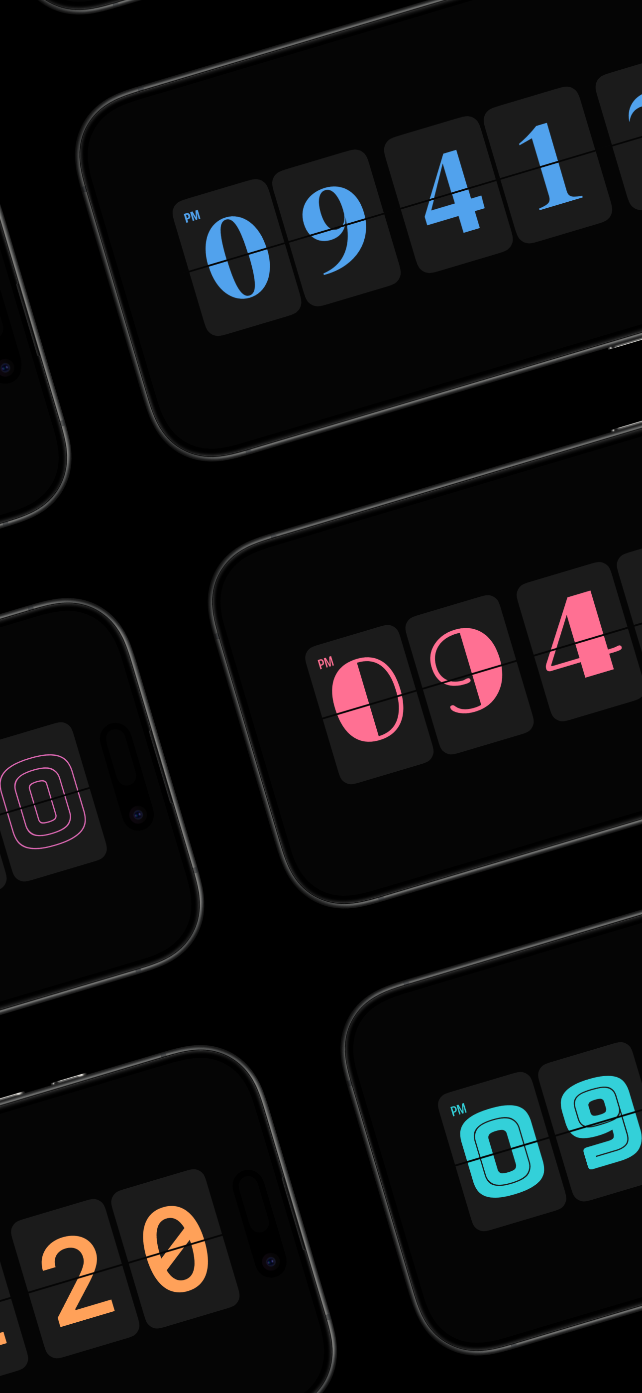 وسائط Flip Clock - عنصر واجهة المستخدم - الوجه الحد الأدنى على مدار الساعة مع خطوط مخصصة ولون 2