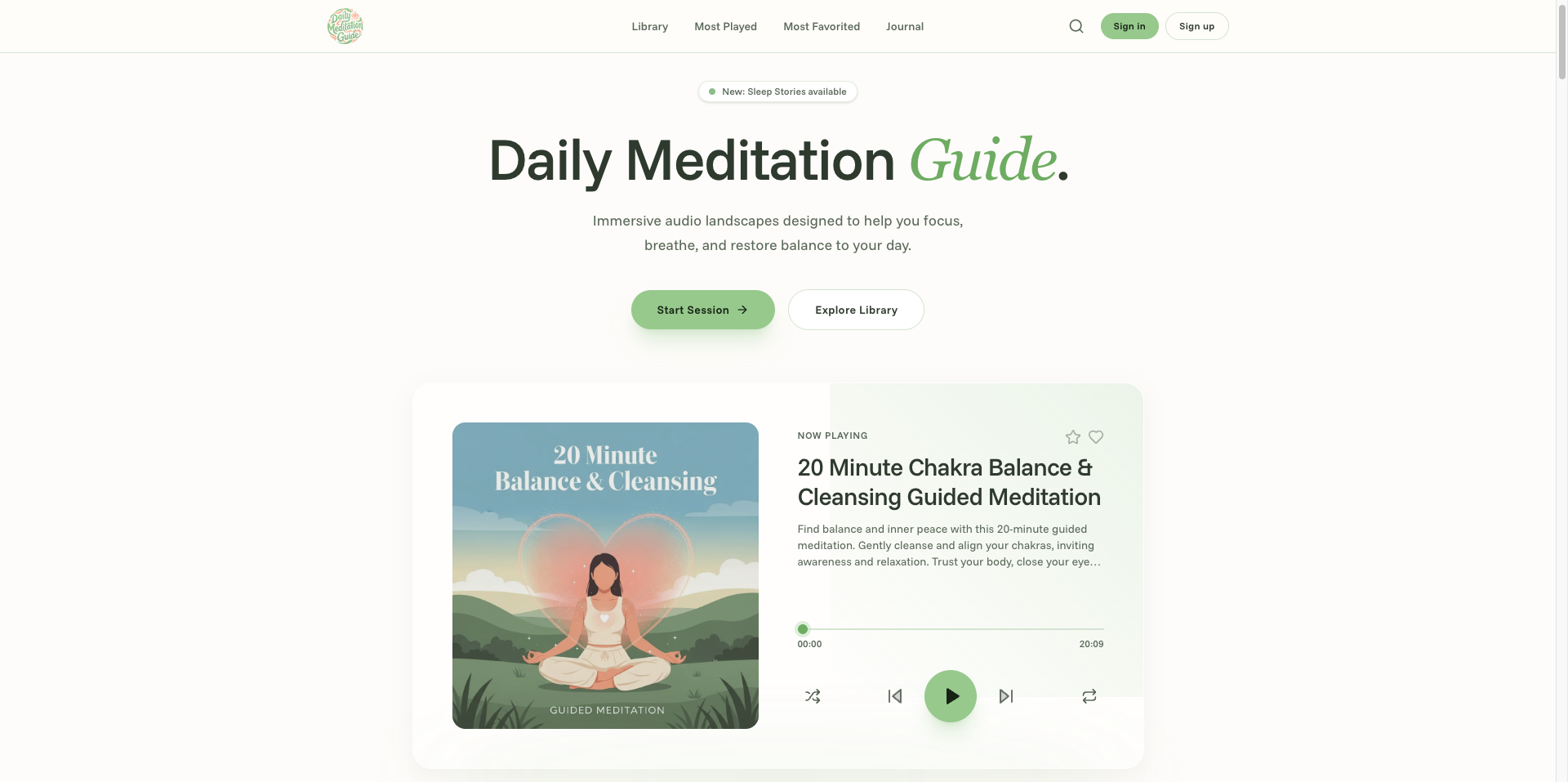 Daily Meditation Guide - Main product screenshot demonstrating key features and user interface