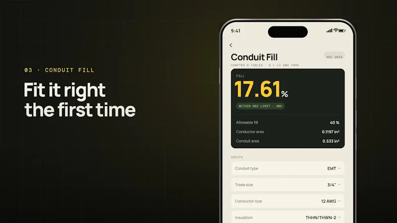 WireCoder - 5 NEC Electrical Calculators screenshot 1 (video preview)