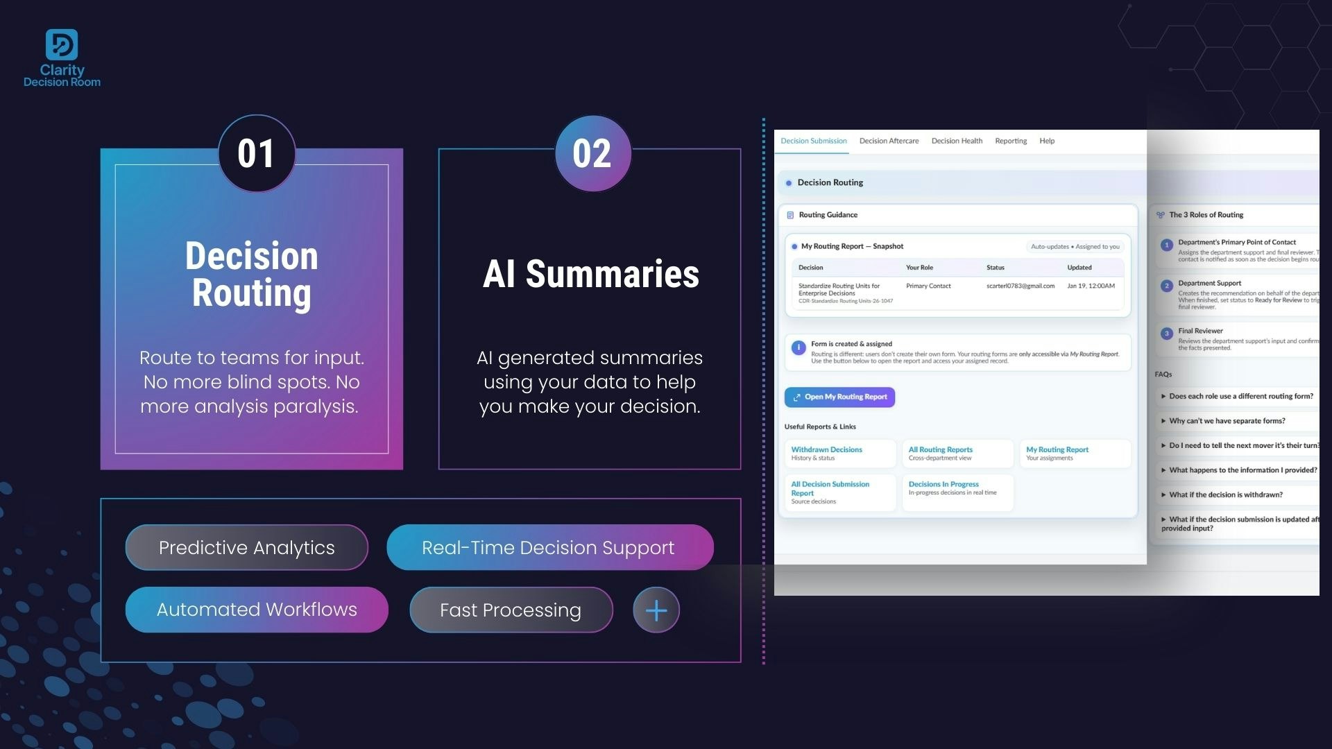Clarity Decision Room - Screenshot 4 showing product features and functionality