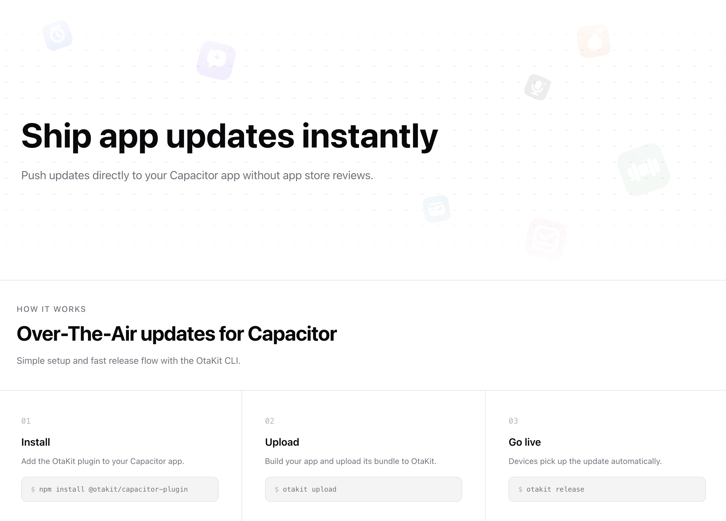 OtaKit — Live updates for Capacitor apps gallery image