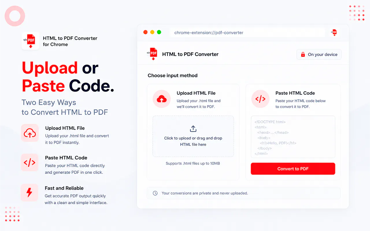 HTML to PDF Converter: Upload Paste Code gallery image