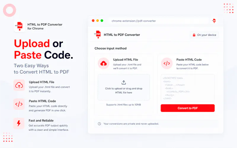HTML to PDF Converter: Upload Paste Code screenshot 2