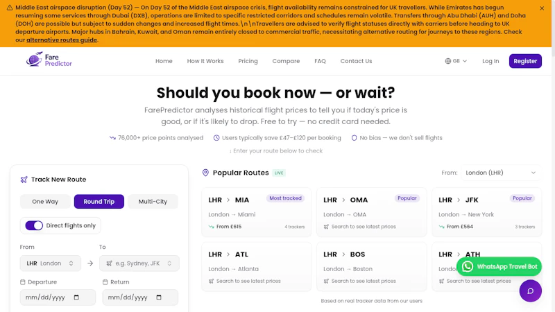 FarePredictor.com screenshot 1