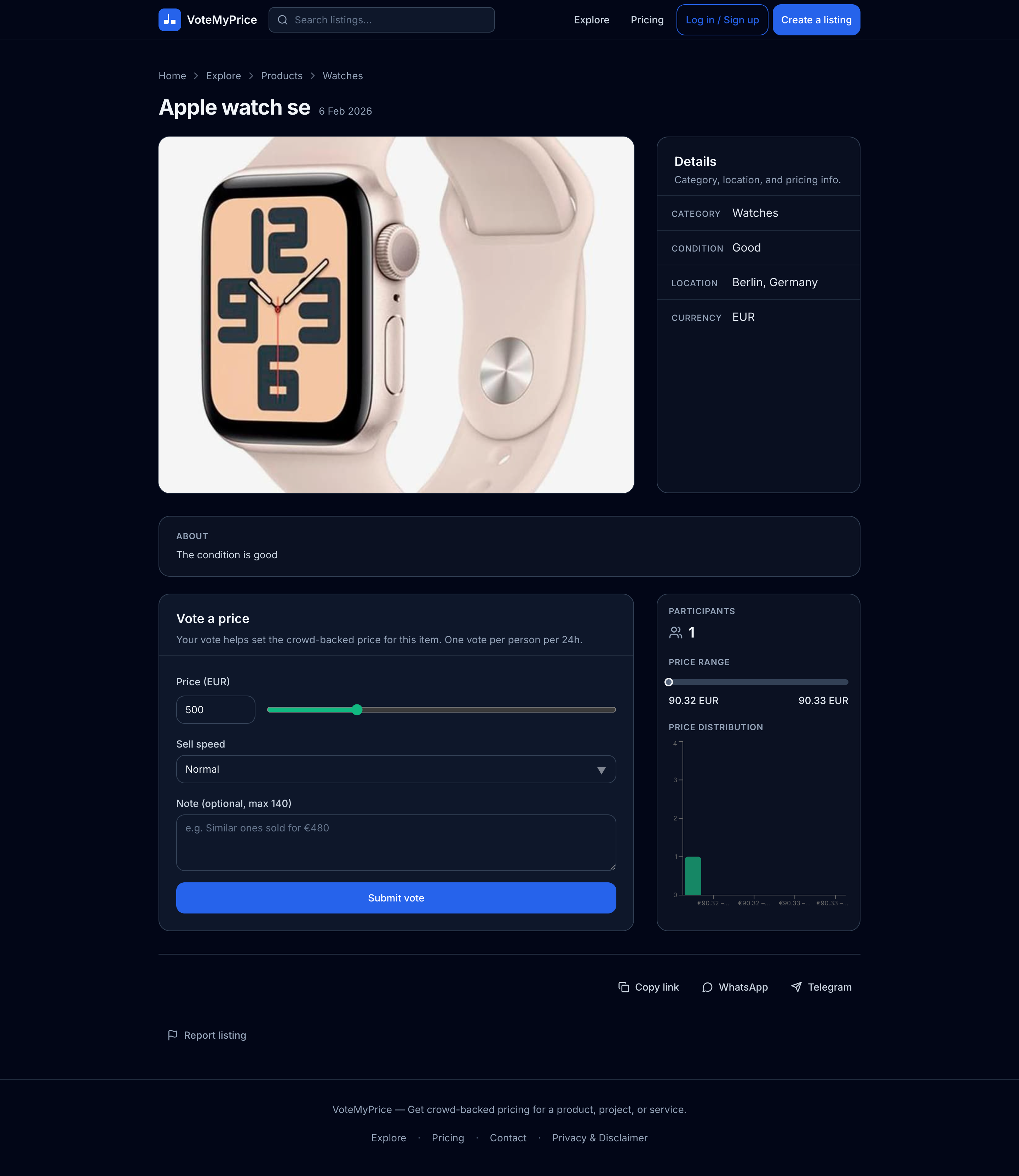 VoteMyPrice - Screenshot 2 showing product features and functionality
