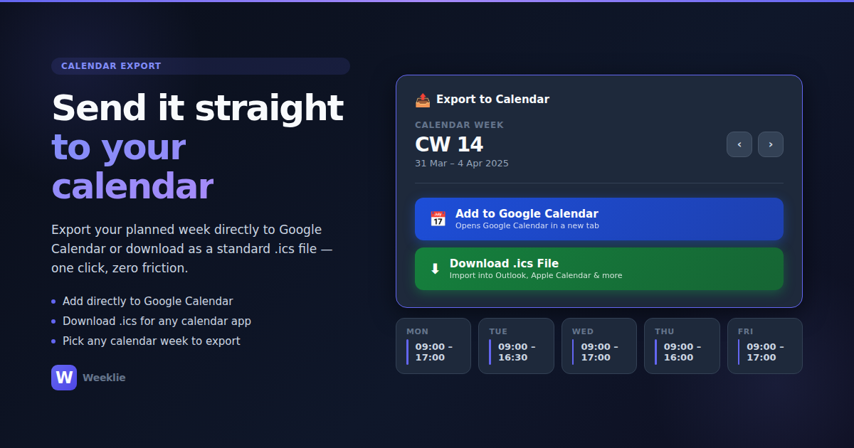 Weeklie — Weekly Work Planner gallery image