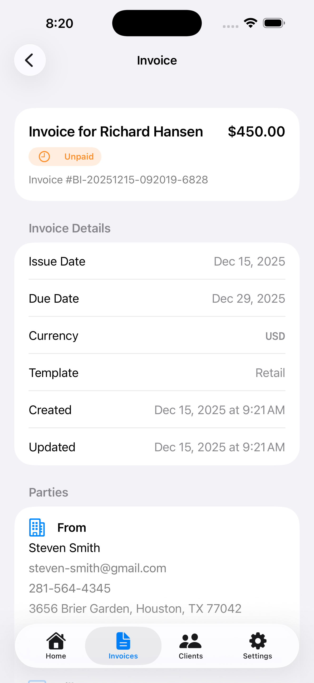 Bullet Invoices - Screenshot 3 showing product features and functionality