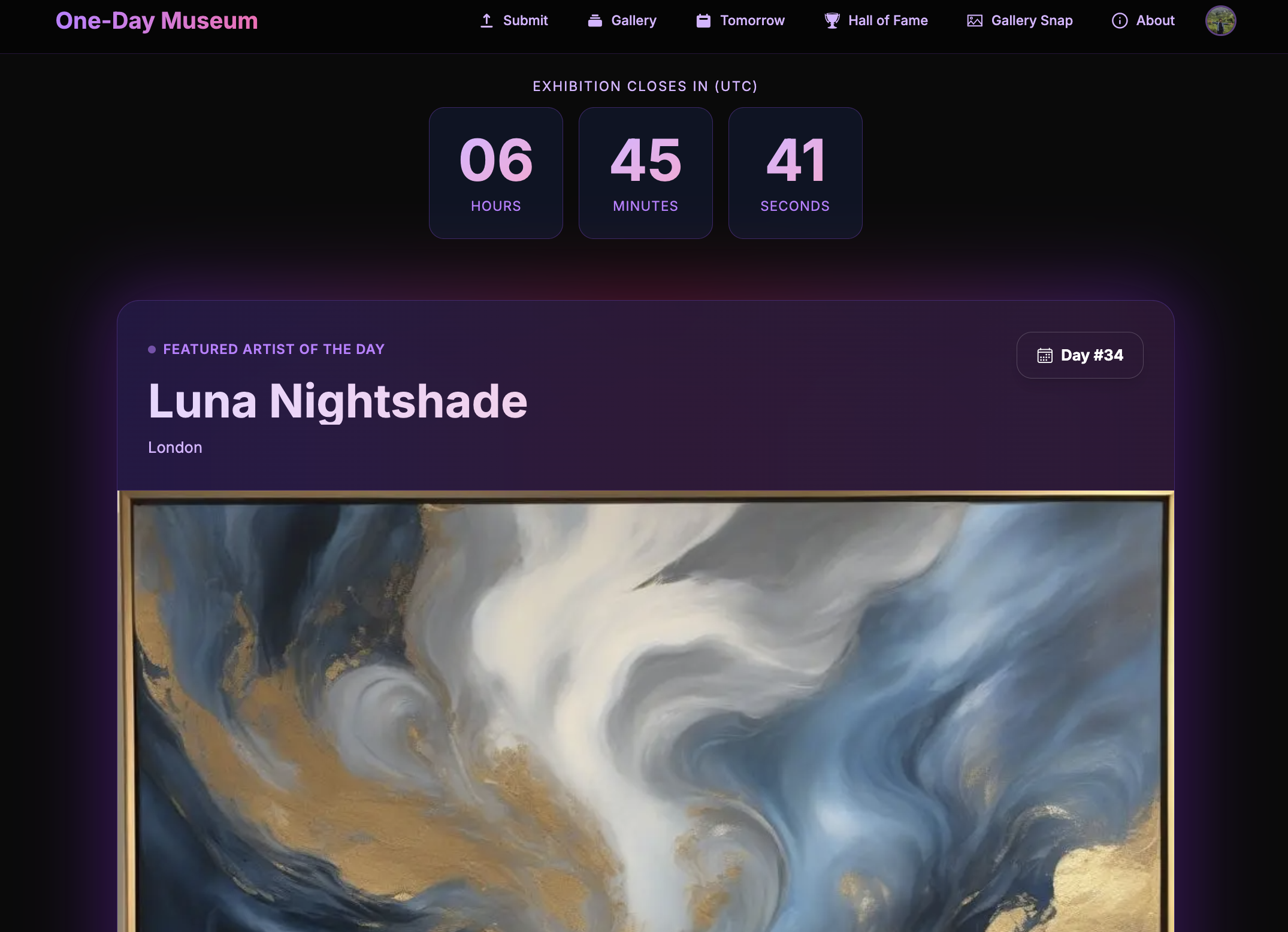 One Day Museum - Screenshot 4 showing product features and functionality