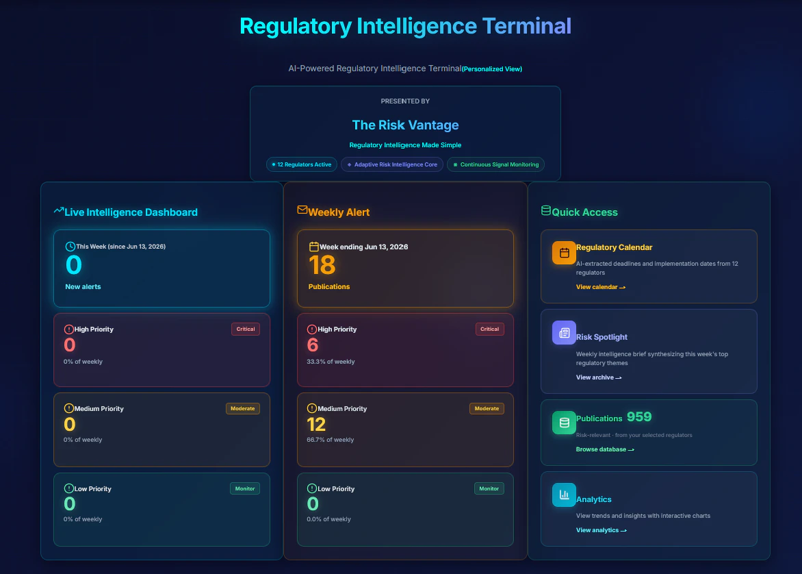 Regulatory Intelligence Terminal screenshot 1