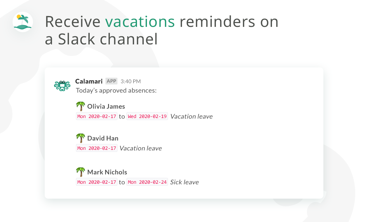 Calamari + Slack Integration gallery image