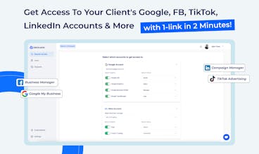 シングルリンクアクセス - デジタルセロを使用して、クライアントのGoogle、Meta、およびTikTokアカウントへのシームレスなアクセスをたった1つのリンクで解除します。