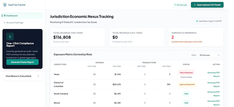 SaaS Tax Tracker screenshot 1